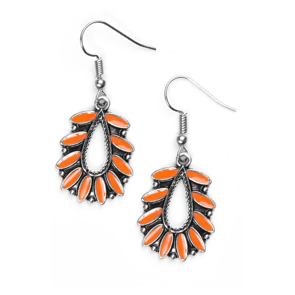Orange Teardrop Petal Style Earrings NWT - Fishhook Finish - Paparazzi